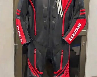 custom motorcycle leather men racing suit CE racing gear red black