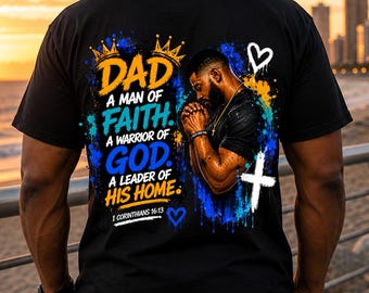 African American Father’s Day PNG, Black King Christian Dad Shirt Design, Faith Based Sublimation PNG, Religious Father Digital Download