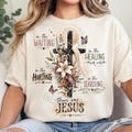 Christian Faith PNG, Floral Cross Shirt Design, In The Waiting There Was Jesus, Retro Christian Sublimation, Faith Digital Download