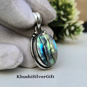 Abalone Shell Pendants~ Handmade 925 Sterling Silver Necklace~ Gemstone Jewelry~ Boho Statement Jewelry~ Gift For Women~ ////