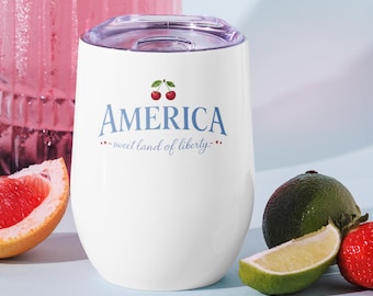 Americana Cherries Steel Double Wall Insulated Wine Tumbler