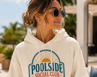 Poolside Social Club Hoodie, Retro Resort Pullover Sweatshirt, Vacation Hoodie, If You Know You Know Couples Gift