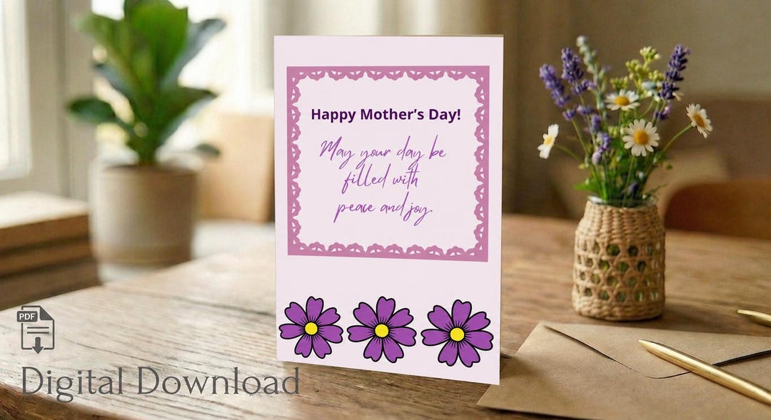 Mothers Day Card for Mom, Printable Watercolor Flower Bouquet Card ...