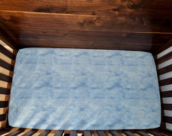 Crib Sheet Blue with White Stars - 100% cotton - baby - nursery