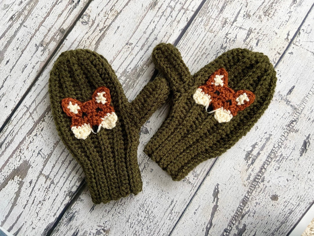 Fox Mittens, Crochet Animal Mittens, Children's Mittens, Made to Order