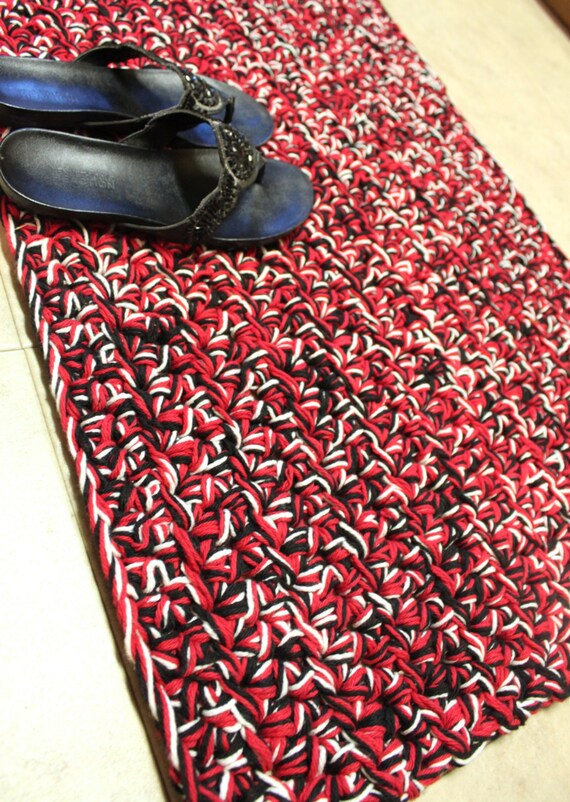 Items similar to Crocheted Rug, Colorful Cotton Kitchen or ...