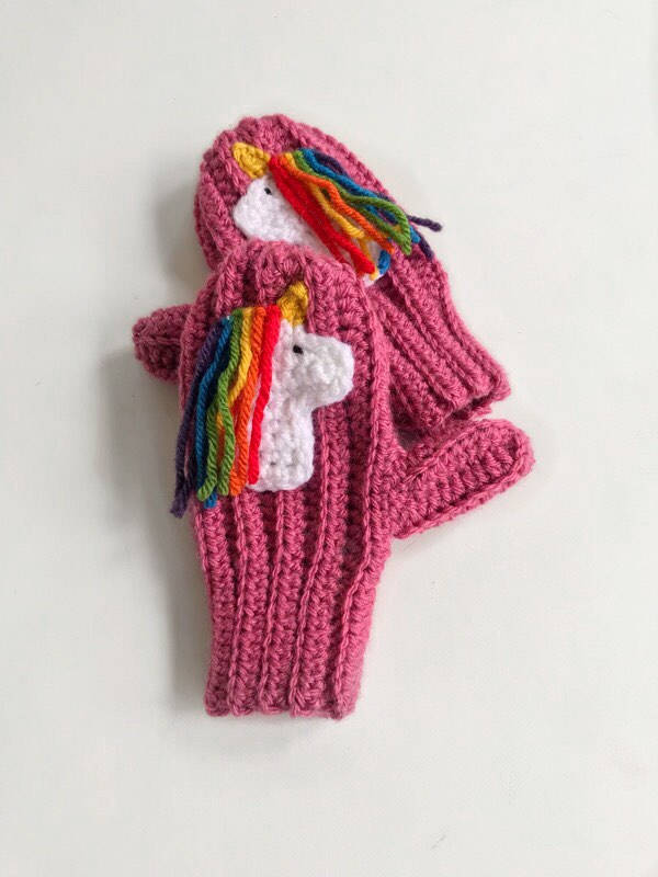 Unicorn Mittens Crochet Animal Mittens Children's