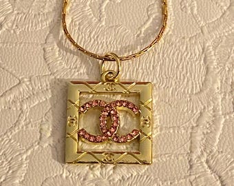 Upcycled Charm Necklace, Gold Tone, Vintage, 20” Chain