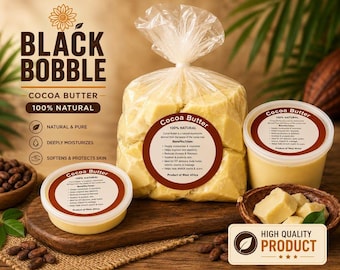 Raw Cocoa Butter, 100% Unrefined Pure Natural Organic Cold Pressed Moisturizer For Skin, Face, Hair, Body, Soap, Food Grade Bulk wholesale