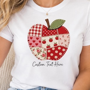 Personalized Teacher Sweatshirt, Patchwork Apple Shirt, Custom Teacher Name, Kindergarten Teacher Gift, Back to School Shirt