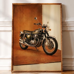Poster Honda CB750, decorazione murale vintage per moto, stampa classica di una moto Honda, arredamento retrò per garage, regalo per appassionati di moto