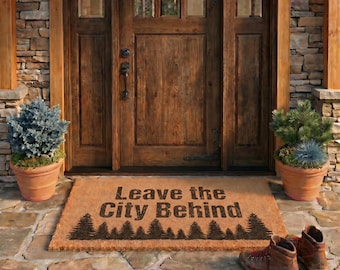 Personalized Cabin Doormat | Outdoor Woodland Welcome Mat | Nature Lover Gift | Laser Engraved