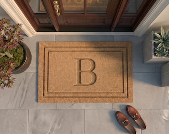 Personalized Monogram Doormat | Custom Single Initial Welcome Mat | Wedding Gift | Laser Engraved