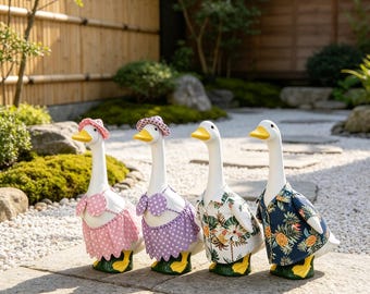 Set di abbigliamento hawaiano per oche da giardino, 58 cm, composto da camicia tropicale e bikini, perfetto per decorare patio e prato.