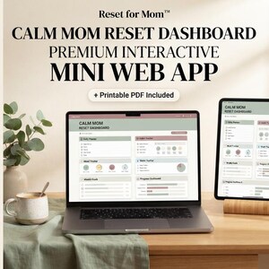 Calm Mom Reset Dashboard | Interactieve mini-webapp + printbare planner | Gewoontetracker | Dagelijkse routine PDF-bundel