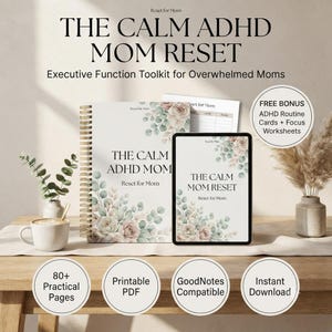 Planificateur de fonctions exécutives pour mamans atteintes de TDAH | Trousse d'outils pour une routine calme et une concentration optimale (PDF imprimable)