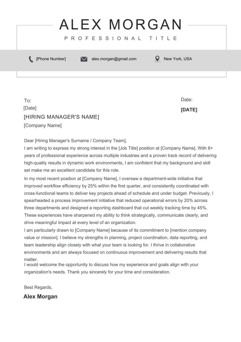 ATS Friendly Resume Template | Professional CV & Cover Letter (instant ...