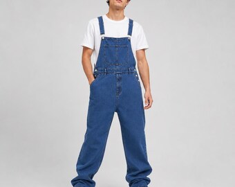 Salopette in denim stile vintage da uomo / Tuta streetwear ampia e comoda / Salopette da lavoro casual a gamba larga / Salopette in denim stile hip hop