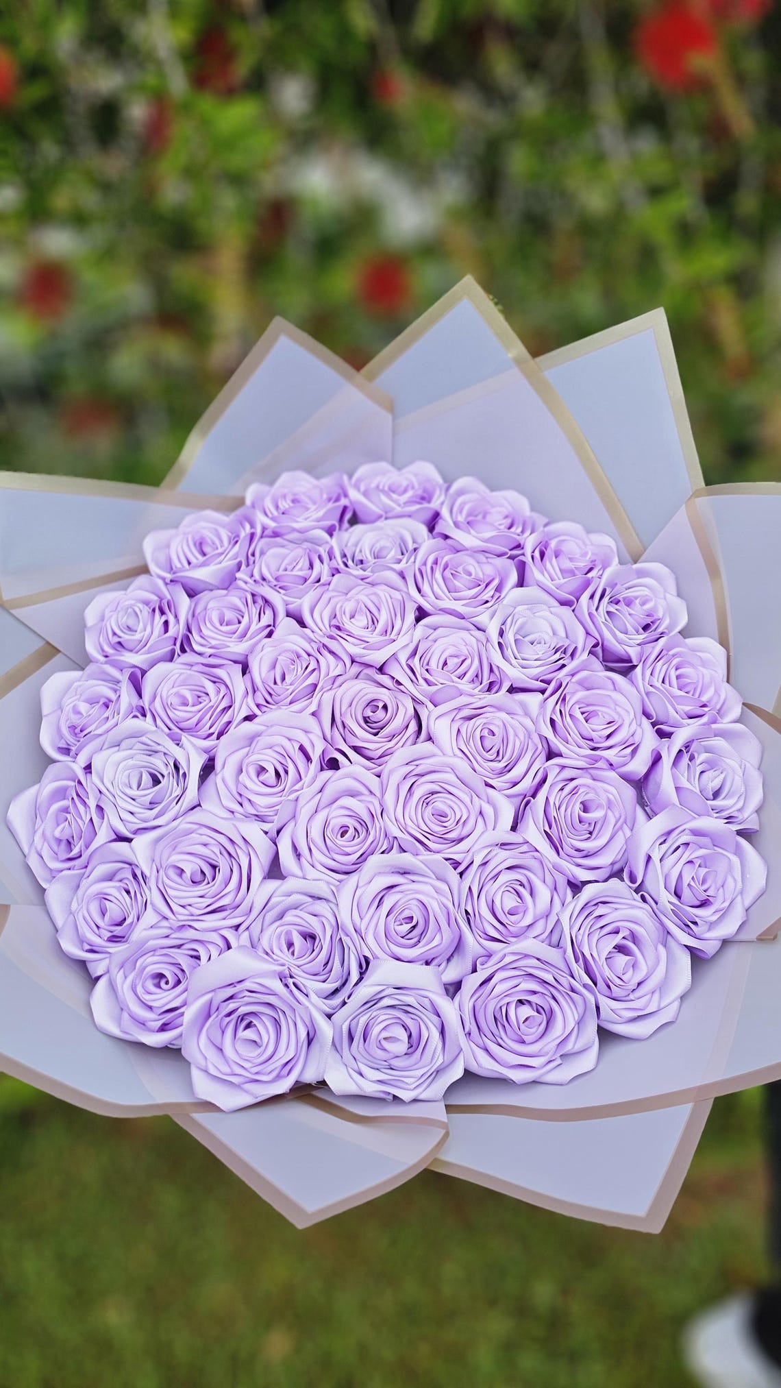 12 White Ribbon Ramo Elegant Large Bouquet, Personalized Ribbon Massage, Ribbon Flowers ...