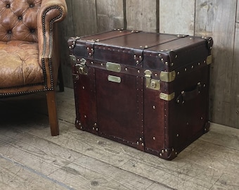 Luxe handgeverfde leren kist - luxe custom Engelse kwaliteit - reisaccent