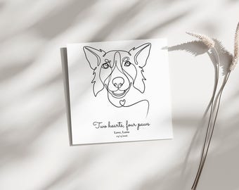 Servilleta personalizada con retrato de mascota en estilo lineal | Servilleta de boda con dibujo de perro en una sola línea | Juego de servilletas personalizadas para mascotas | Regalo para el perro homenajeado | Juego de 50