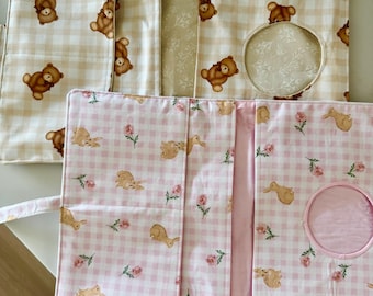Handmade Diaper Clutch Organizer | Teddy Bear Gingham, Bunny Pink Gingham Baby Gift