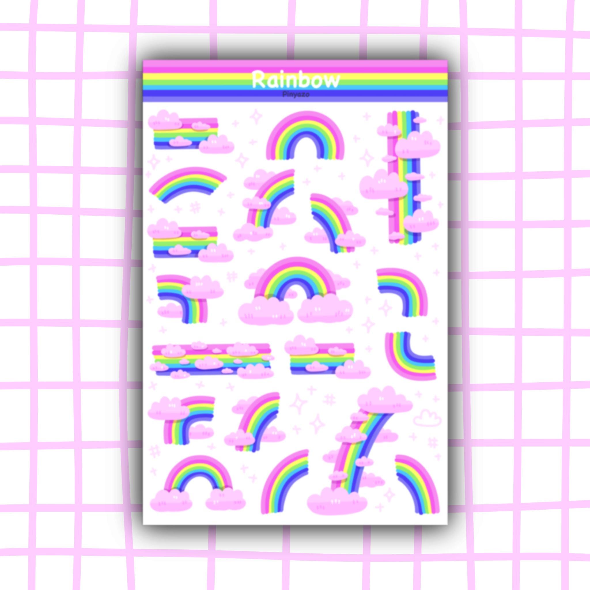 Pink Rainbow Sticker Sheet for Journaling | Pastel Planner Stickers - Etsy