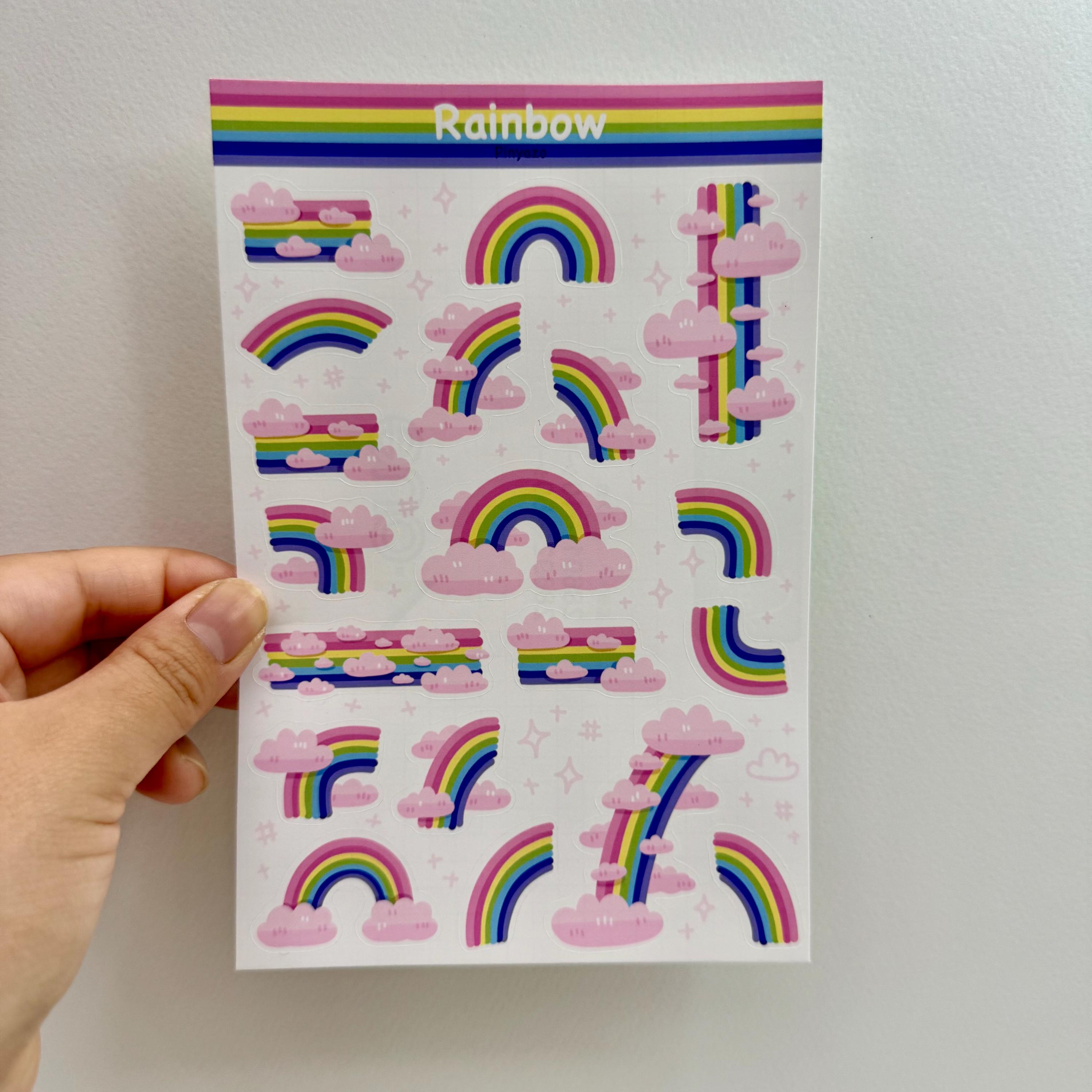 Pink Rainbow Sticker Sheet for Journaling | Pastel Planner Stickers - Etsy