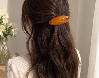 French Oval Hair Barrette Clip Vintage Tortoise Shell Hair Accessory Large Non Slip Hair Clip Minimalist Hair Barrette Gift for Women