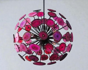 Agate Sputnik Chandelier – Mid Century Modern Starburst Light Fixture, Statement Crystal Gem Ceiling Lamp