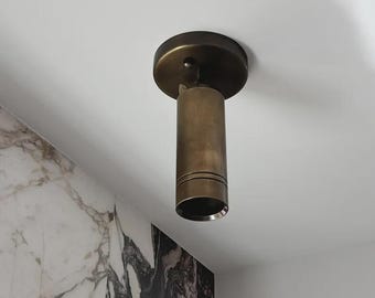 Aged Brass Spotlight: Mid-Century Modern Adjustable Spotlight