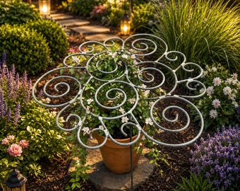 Decoratieve spiraalvormige metalen plantenstandaard, tuinreksteun