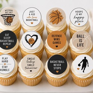 Kit di decorazioni stampabili per feste a tema basket / 2 set / Decorazioni per cupcake, etichette per bomboniere, etichette per bottiglie d'acqua / PDF