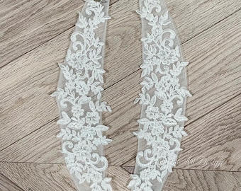 Dainty Flowers Lace Bridal Straps,Handmade Ivory Tulle Straps With Pins,Dress Accessories.