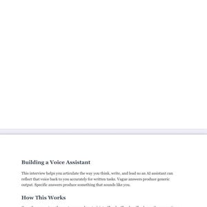 Op de afbeelding: Een wit document met de titel "BUILDING A VOICE ASSISTANT" en de ondertitel "Voice Identity Interview for School Leaders". Uitgegeven door Lighthouse Education Partners.