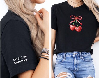 Cherries, cherry shirt, sweet as summer cherry, sweet as summer shirt, sweet as summer cherry shirt, shirt with cherries, sweet summer shirt