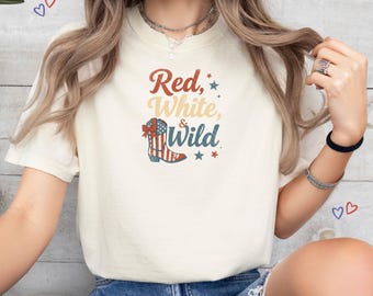Red white and wild cowgirl shirt, 4th of July cowgirl, 4th of July, cowgirl shirts, Red white and wild shirts