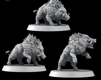 Boar Miniatures Set of 3 for Fantasy RPGs