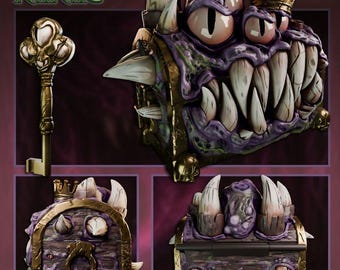 Mimic Fantasy Treasure Chest: Dice, Coins, DnD, magic cards by MojiBake