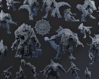 Fantasy Football/Rugby Reptile folk/Lizard Man - Complete team by BruteFun Miniatures