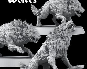 Dire Wolf Miniatures Set of 3, 32mm scale by Forged Path miniatures