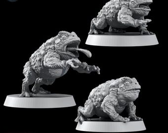 Giant Toad Miniatures Set of 3 for Fantasy RPGs