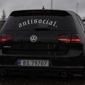 Pegatina para coche antisocial – Adhesivo gótico para la ventana trasera – Vinilo adhesivo de color personalizado
