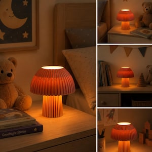 Mushroom Table Lamp - Little terracota -  Plant-Based - Modern Sculptural Lamp, Bedside Light, Designer Home Decor Lighting, Baby Room Decor
