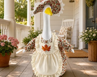 Harvest Maid Porch Goose Outfit 23 Inch Fall Farmhouse Goose Costume Porch Decor Gift for Friend
