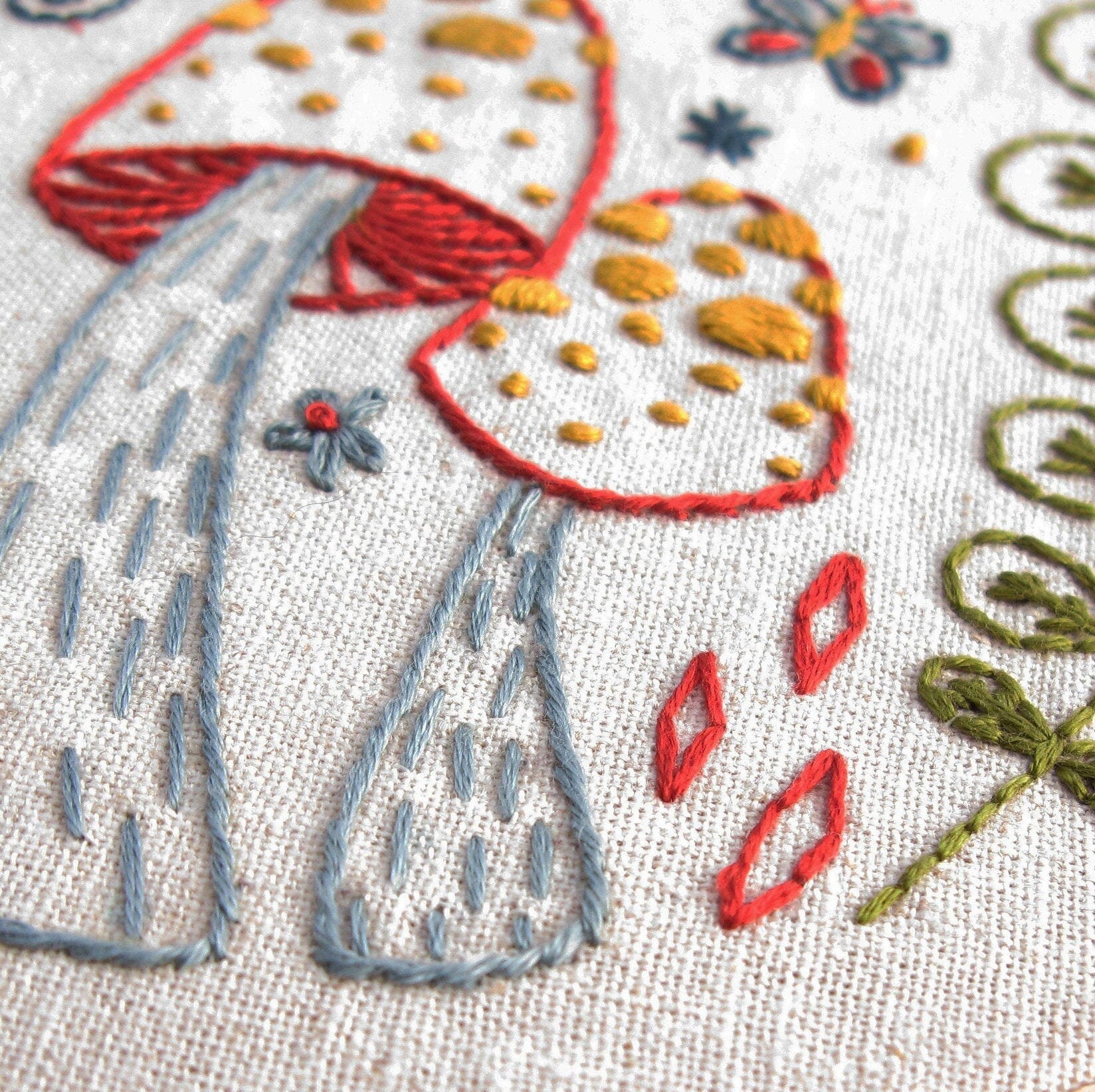 Yiizetony Stamped Embroidery Kit for Beginners Starters Cross Stitch Kits,  Mushroom Crewel Embroidery Needlepoint Kits for Women, Hand Embroidery