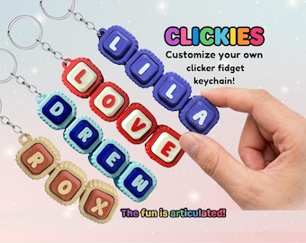 Customize Name Clicker Keychain | Custom Letter Keycaps | Satisfying Fidget Fashion Clicker