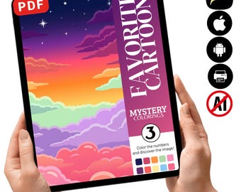 Libro para colorear de misterio de dibujos animados favoritos, vol. 3 / Cielo de ensueño: colorea por números (descarga en PDF)