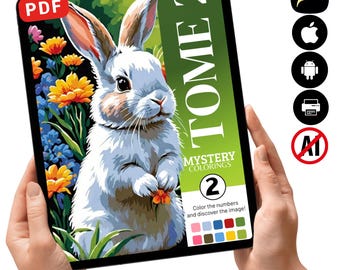 Libro para colorear del misterio del conejito / Animales del jardín, temática primaveral (descarga digital)