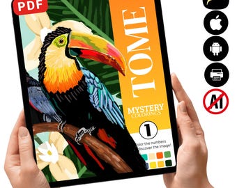 Libro para colorear del misterio del tucán / Aves tropicales, fauna de la selva tropical (descarga en PDF)